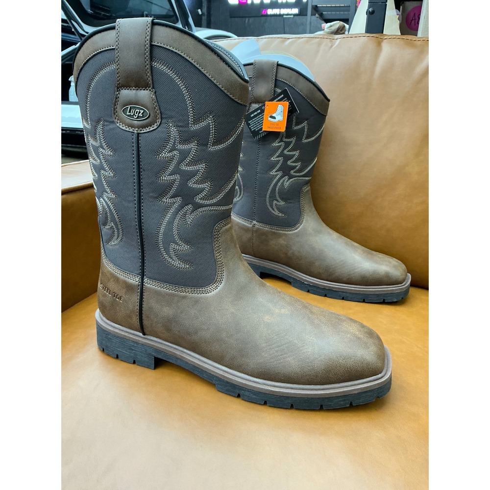 Lugz Cowboy Boss ST Boots Mens 10.5 Brown New Steel Toe Western Work MCOWBSTV